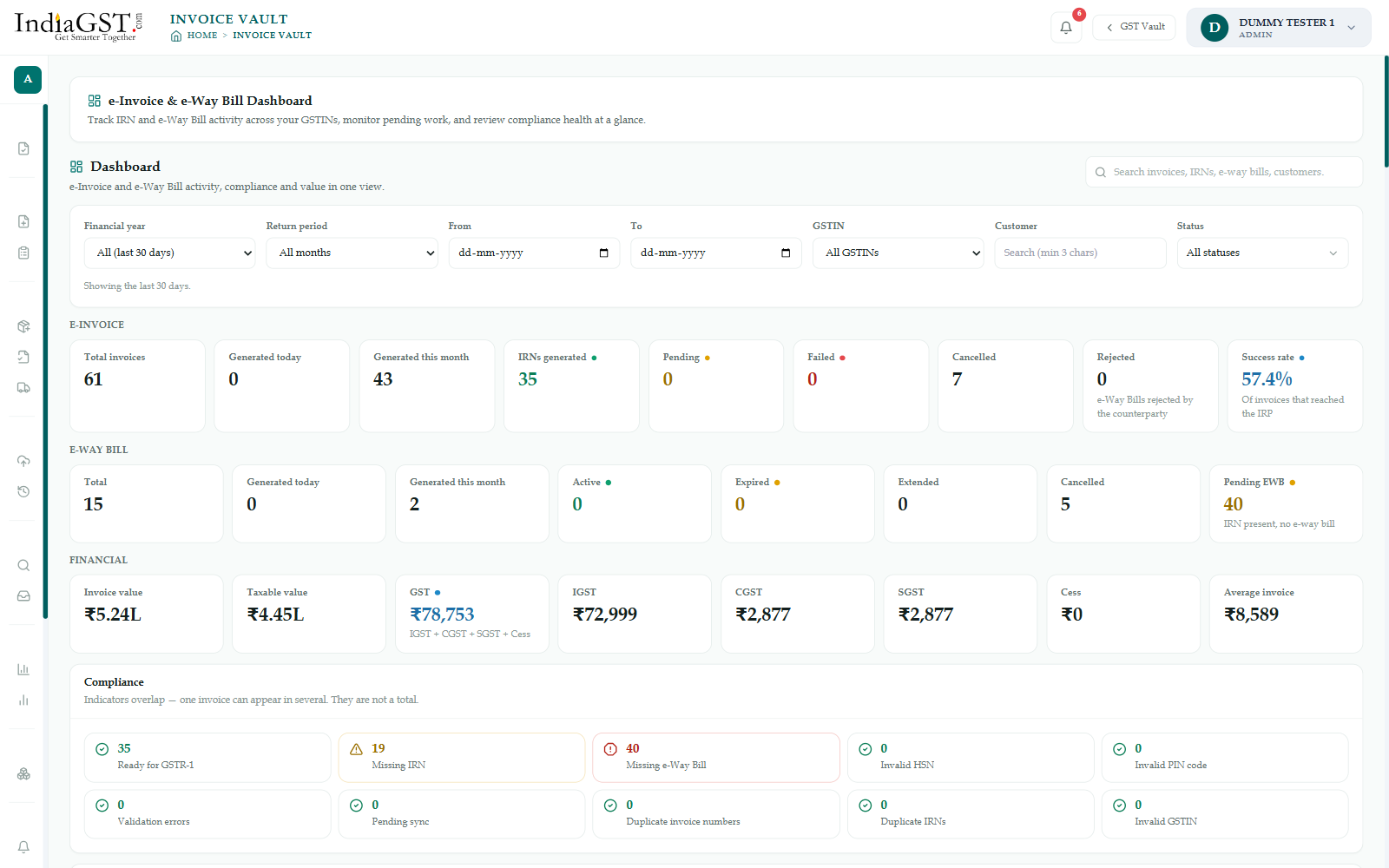 GSTAstra dashboard preview
